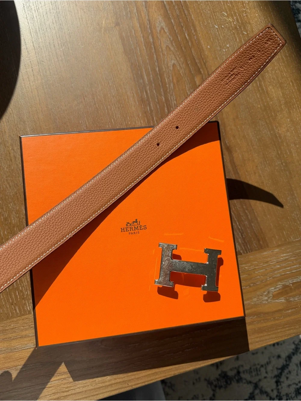 HERMES Men’s H Martelee belt buckle & Reversible leather strap 32 mm belt NWT